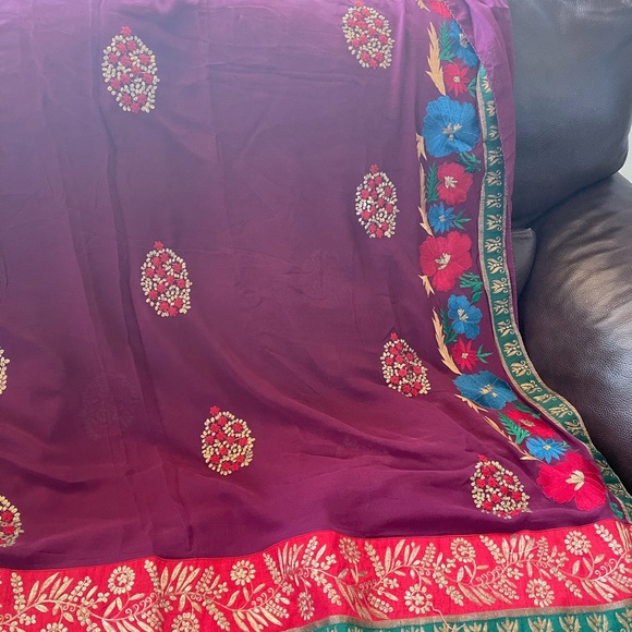 Pure Georgette Embroidered Saree - Picture 3 of 5